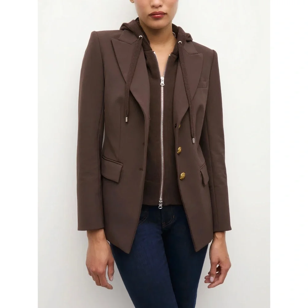 Veronica Beard Dickey Brown Long-Sleeve Orlane Blazer Jacket